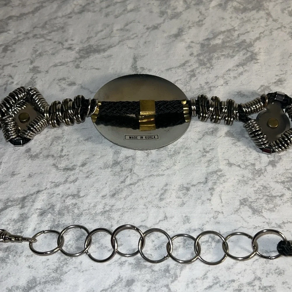 Vintage 1980 Artisan Art to Wear Belt Rope & Metal Mixed Metal Cinch Waist